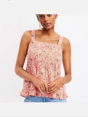 Loft Bird Print Tie Back Peplum Top